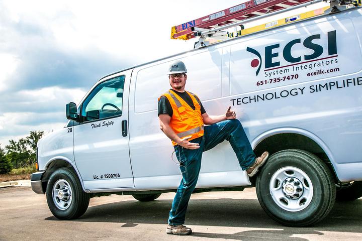 Low voltage contractor next to an ECSI truck